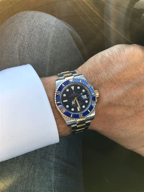 blue two tone rolex submariner on leather strap|rolex submariner two tone review.